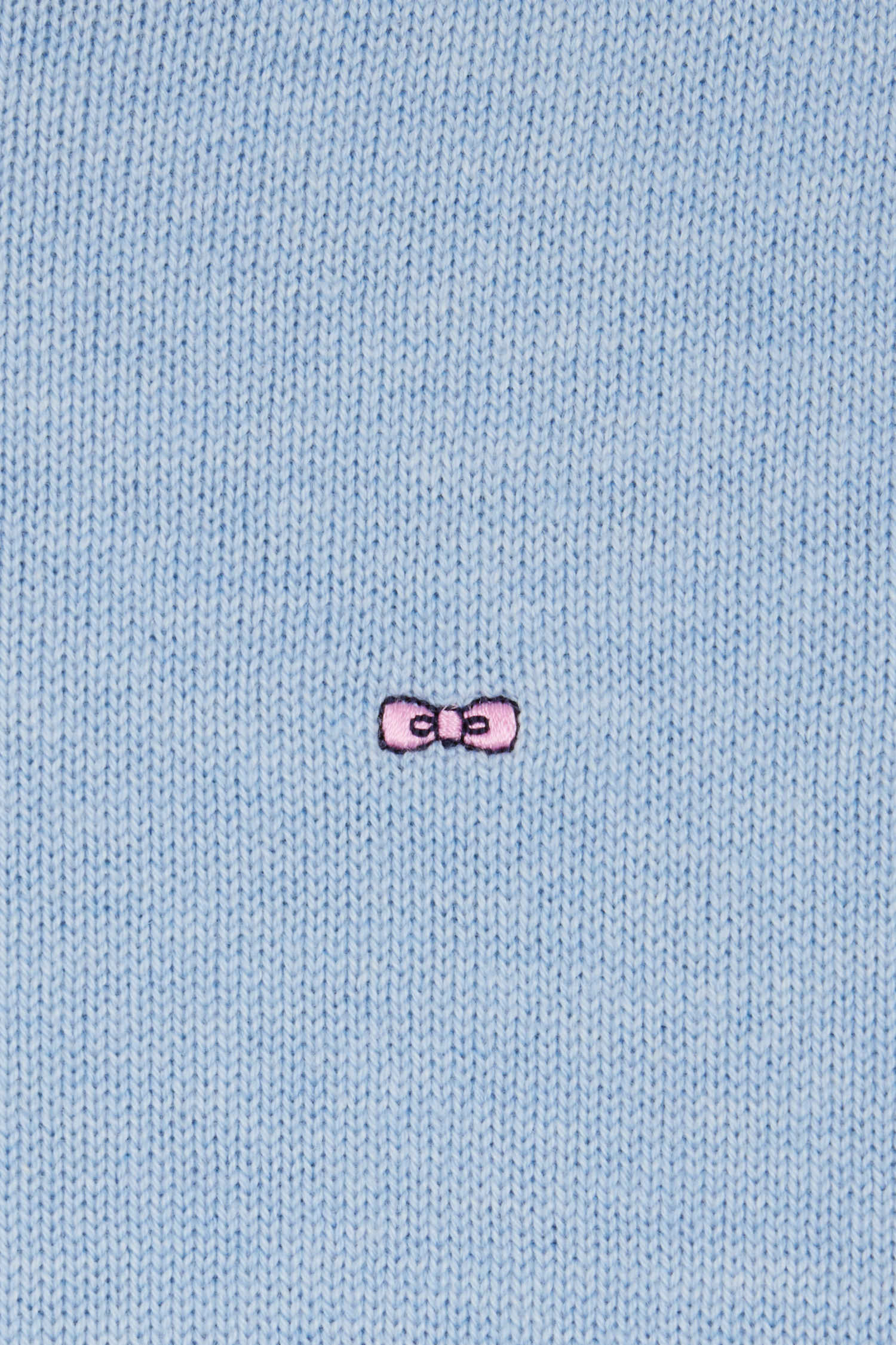 Regular sky blue wool and cotton crew neck jumper