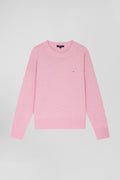 Pull col rond en laine et coton rose coupe Relaxed