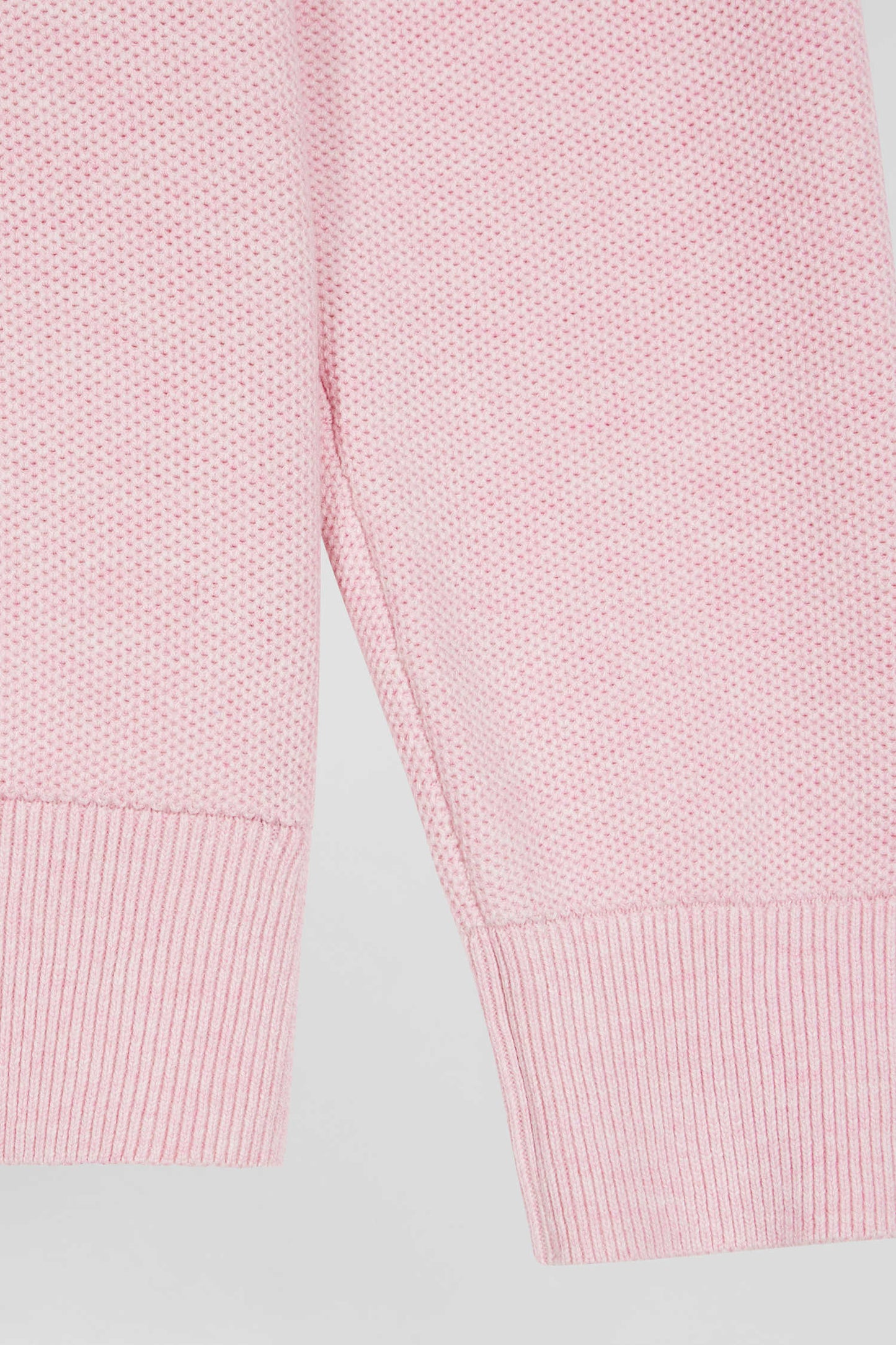 Pull col rond uni en coton rose coupe Regular