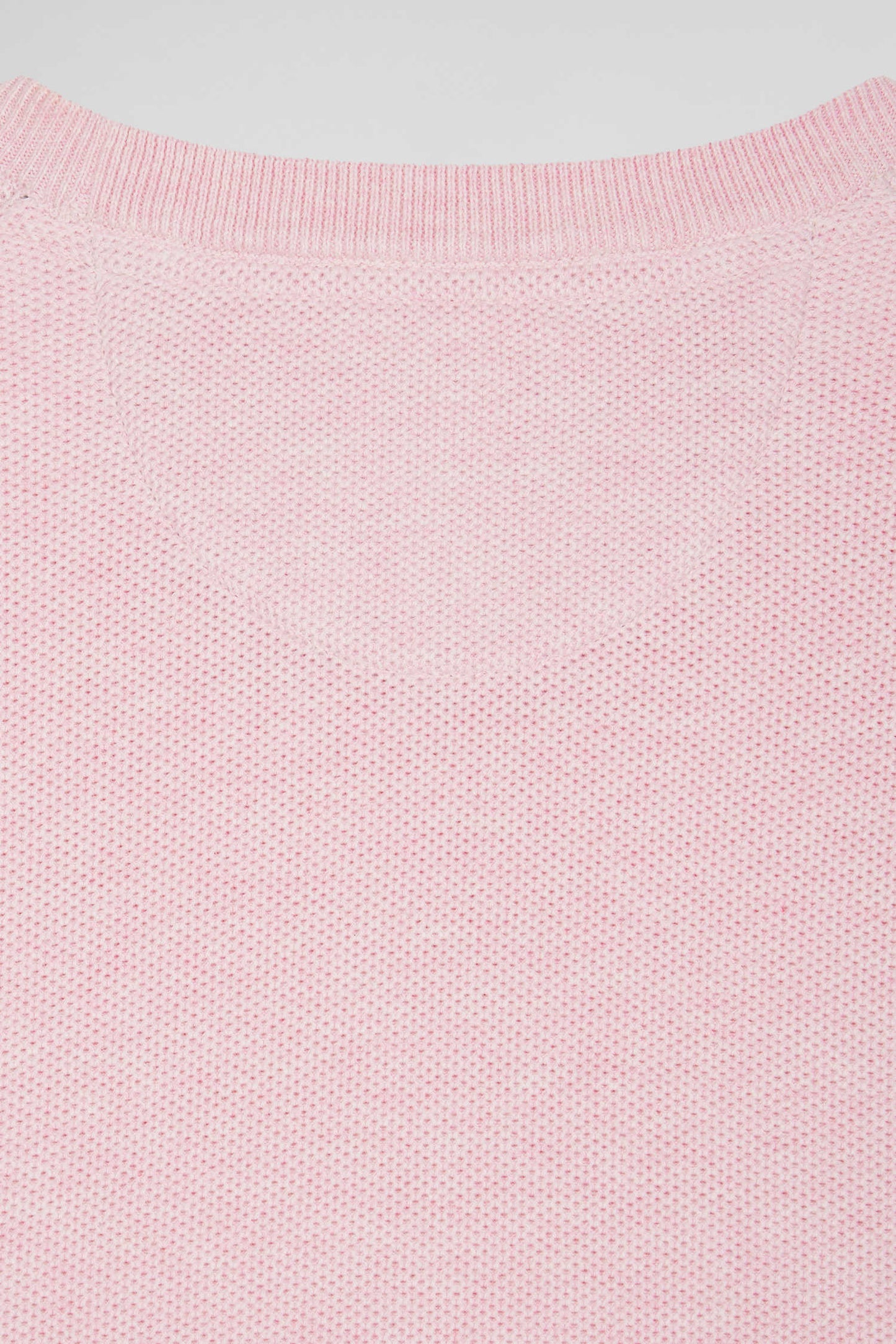 Pull col rond uni en coton rose coupe Regular