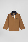 Sweatshirt à col maillot en coton camel coupe Relaxed