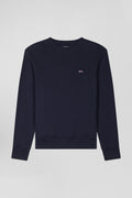 Sweatshirt en molleton coton uni bleu marine coupe Regular