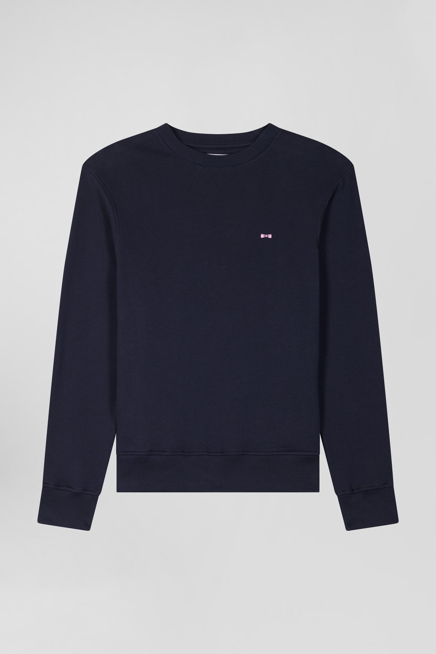 Regular navy brushed cotton fleece sweatshirt