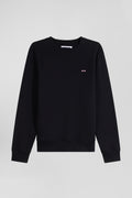 Sweatshirt en molleton coton uni noir coupe Regular