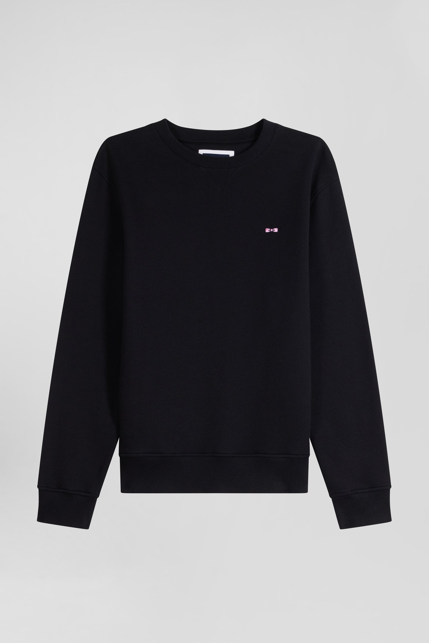 Sweatshirt en molleton coton uni noir coupe Regular