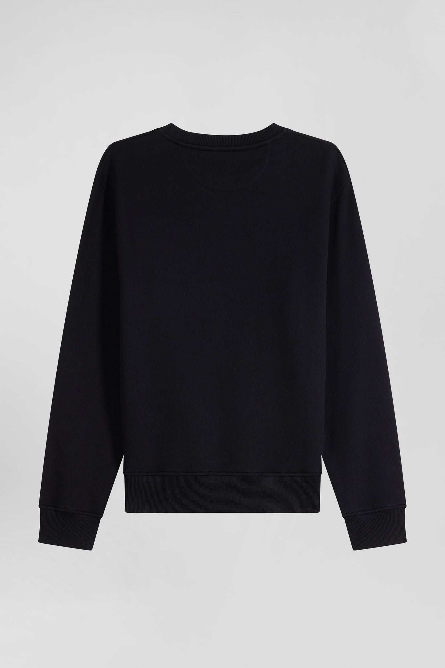 Sweatshirt en molleton coton uni noir coupe Regular