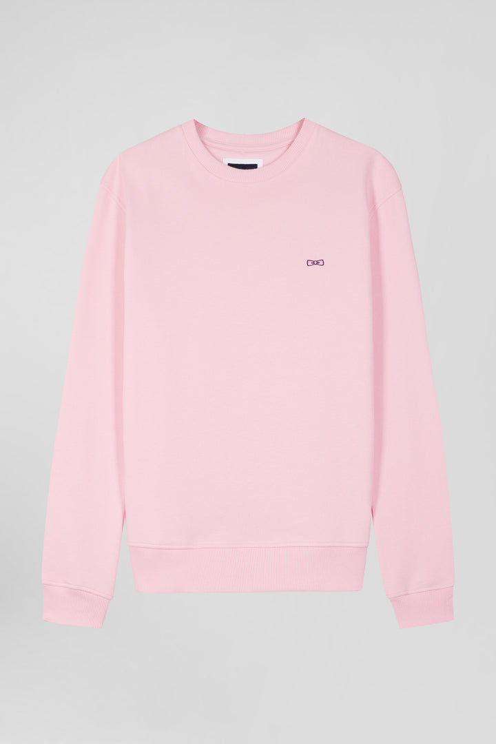 Sweatshirt en molleton coton uni rose coupe Regular