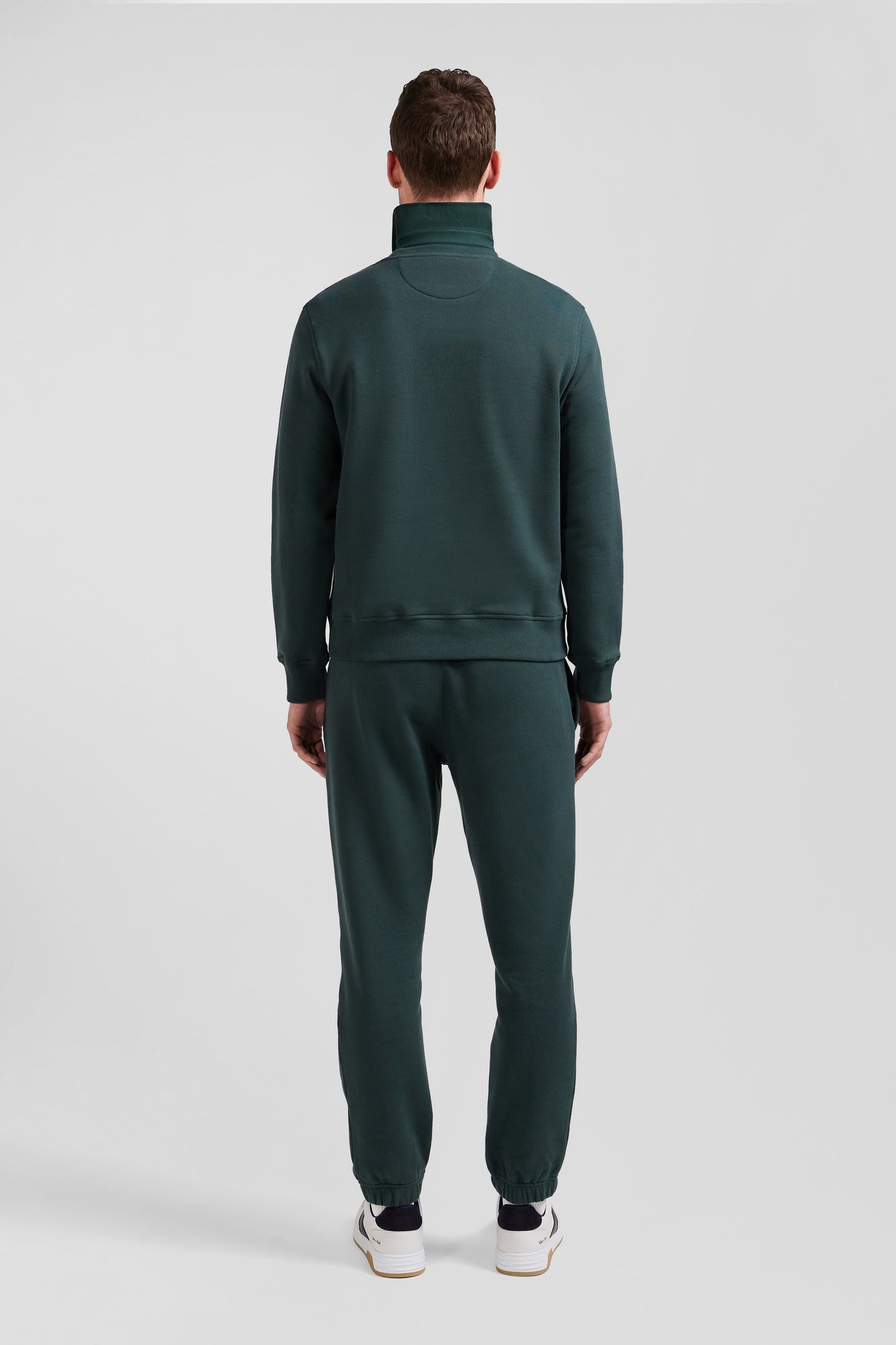 Sweatshirt en molleton coton uni vert coupe Regular