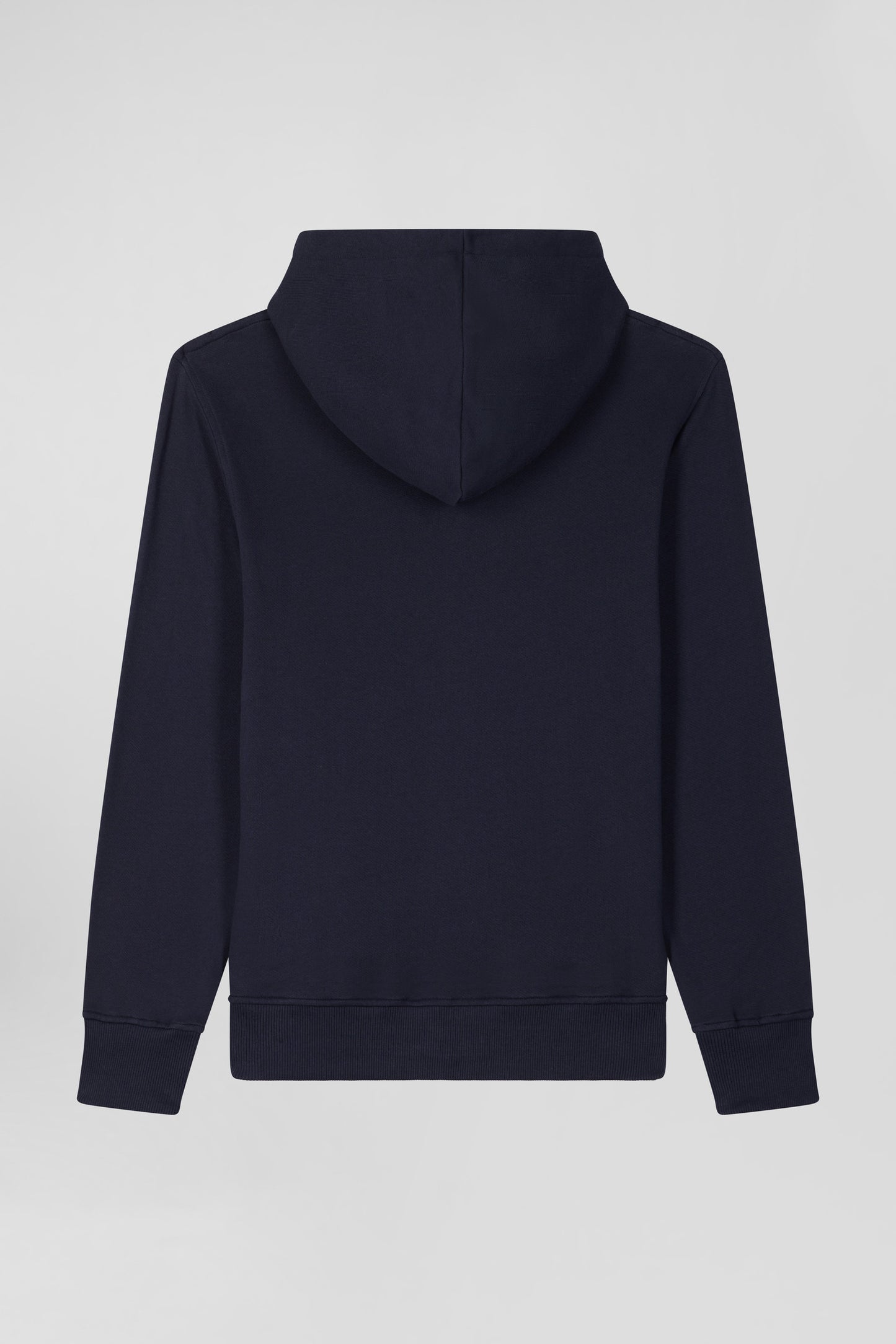 Sweatshirt zippé à capuche en molleton coton bleu marine coupe Regular