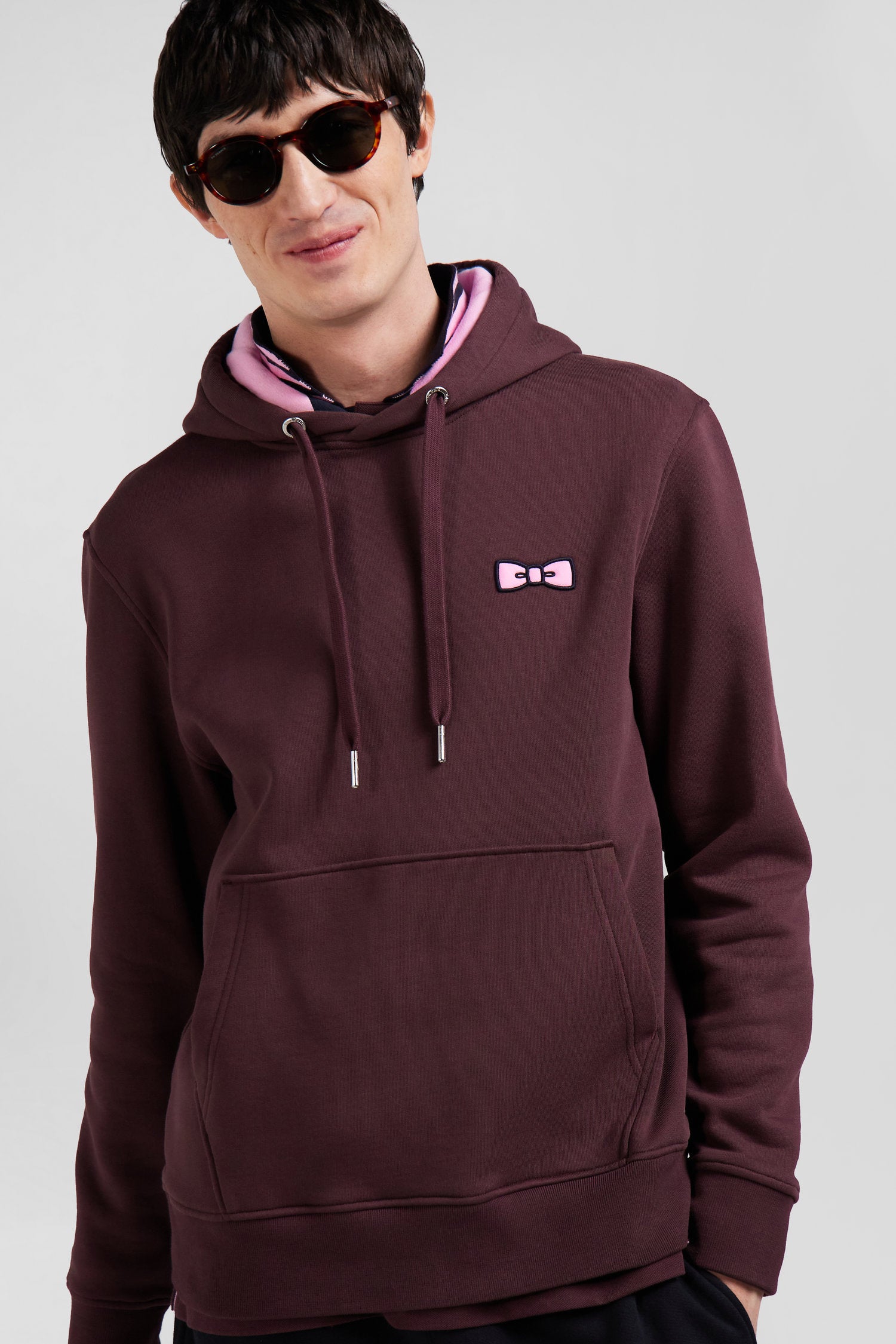 Sweatshirt à capuche en molleton bordeaux broderie Eden Park coupe Regular