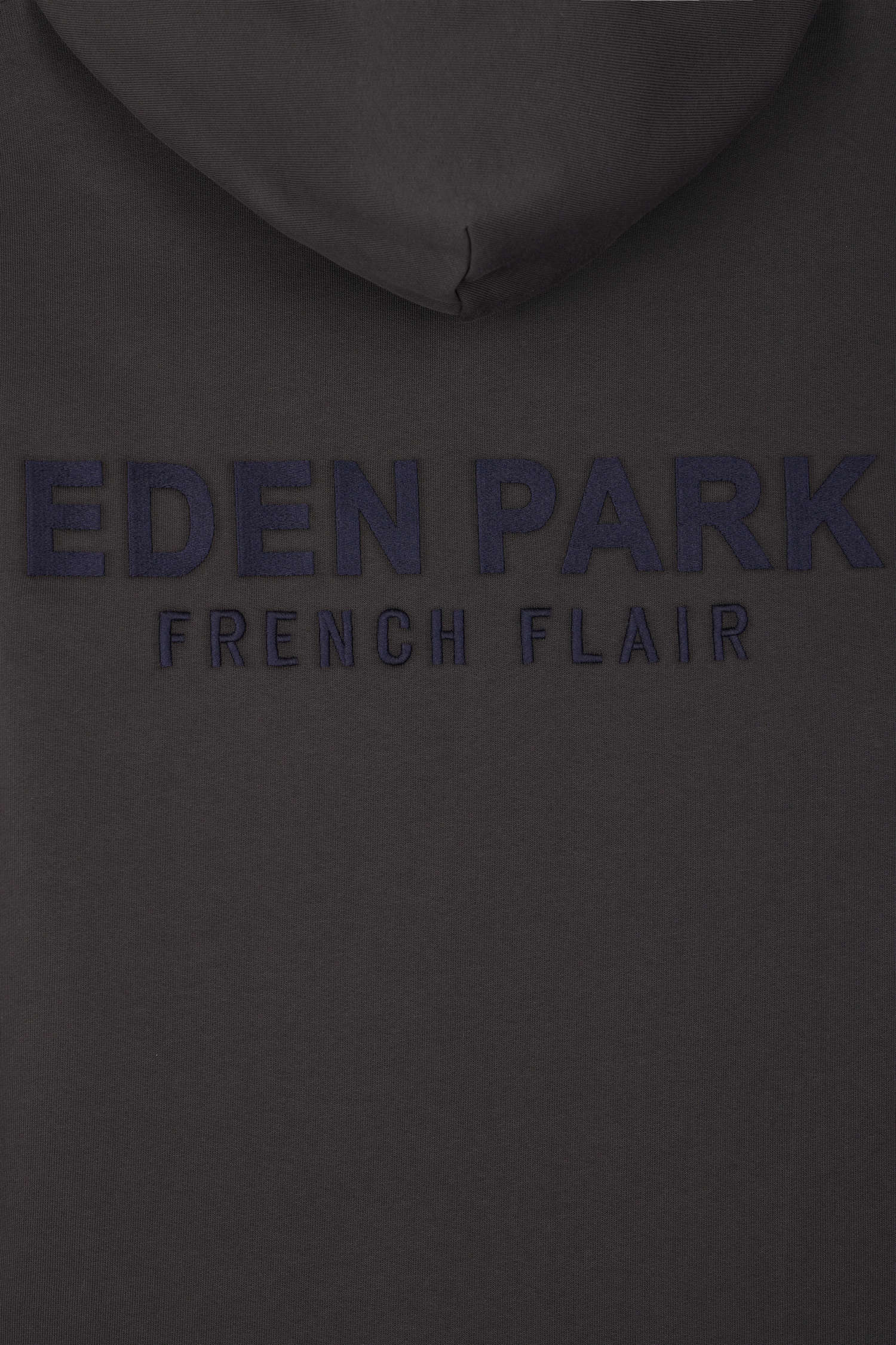 Sweatshirt à capuche en molleton marron broderie Eden Park coupe Regular