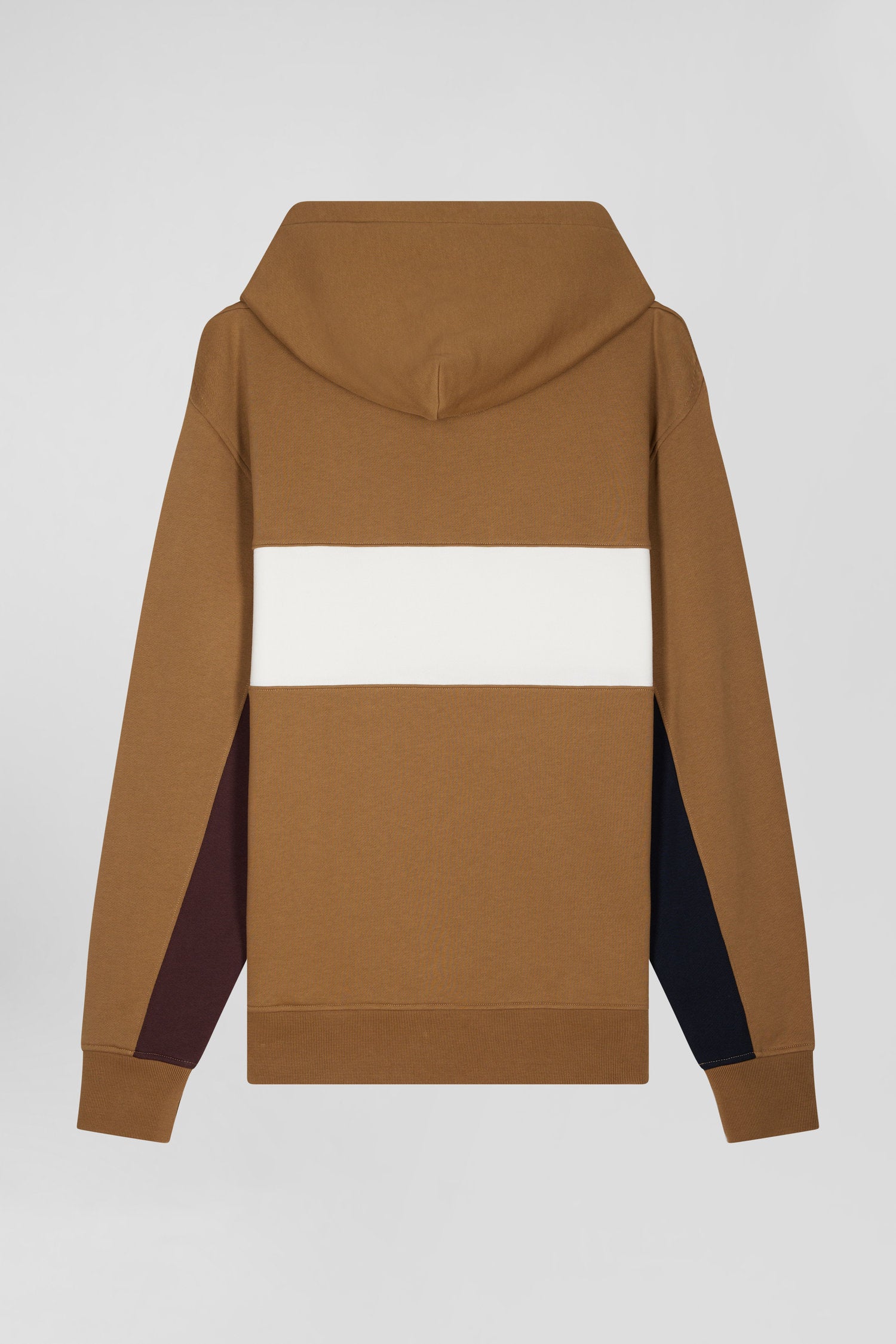 Sweatshirt à capuche colorblock en coton camel coupe Relaxed