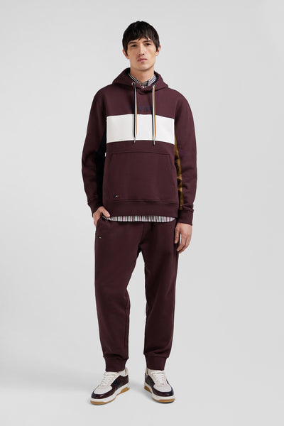 Sweatshirt a capuche colorblock en coton bordeaux coupe Relaxed Eden Park