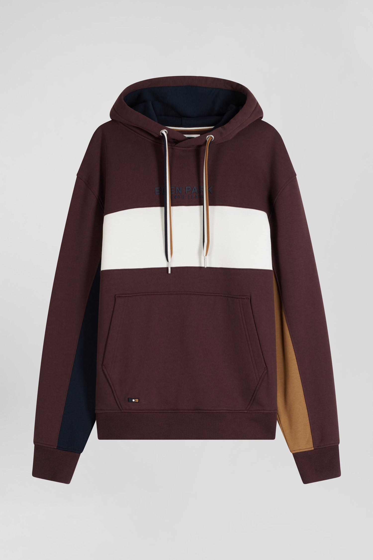 Relaxed burgundy colorblock cotton hoodie Eden Park