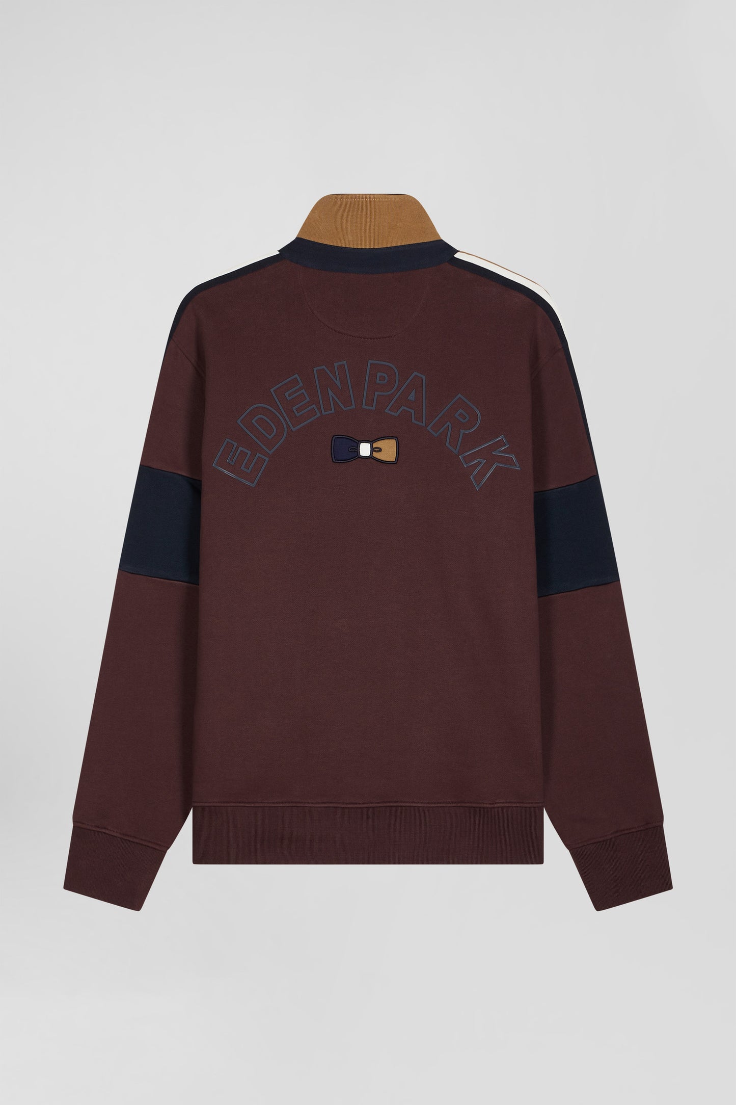 Relaxed burgundy cotton sweatshirt with rugby shirt collar