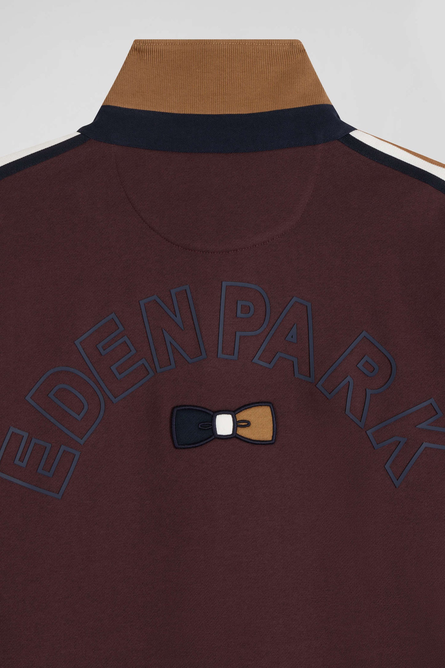 Relaxed burgundy cotton sweatshirt with rugby shirt collar