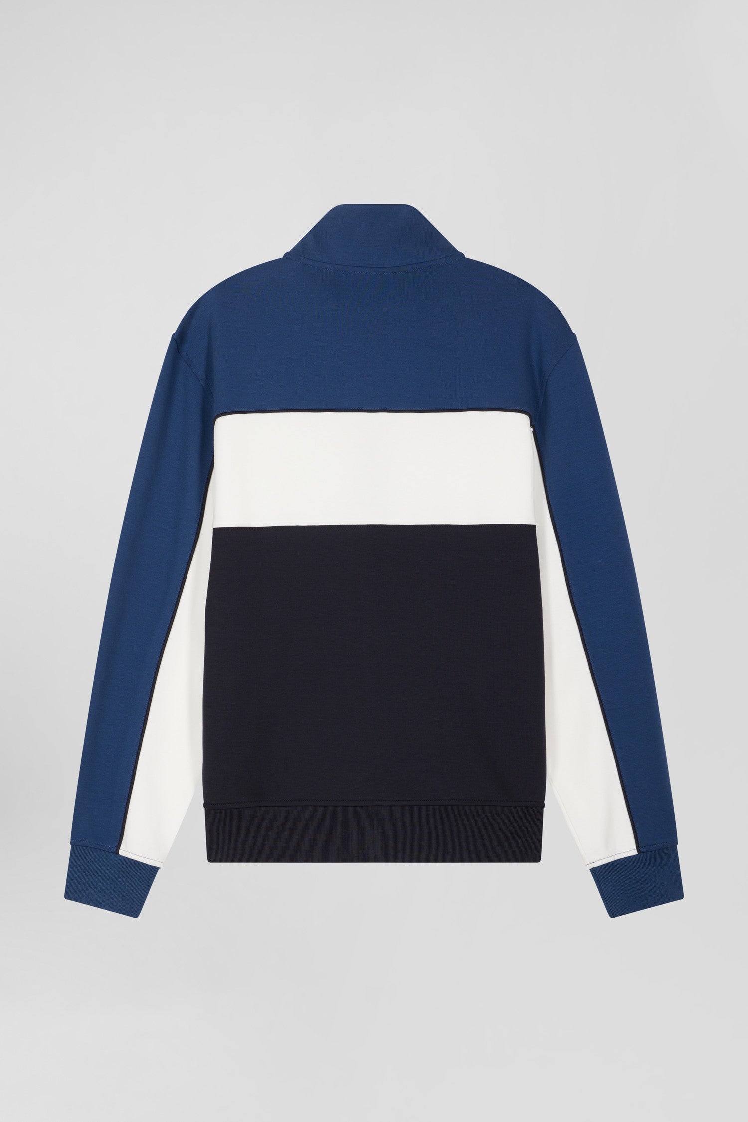 Sweatshirt zippé tricolore en coton mélangé bleu coupe Regular