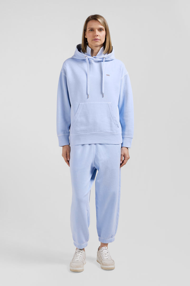 Sweatshirt à capuche unisexe en molleton coton ciel surteint coupe Oversized