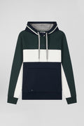 Sweatshirt à capuche tricolore en coton vert coupe Relaxed