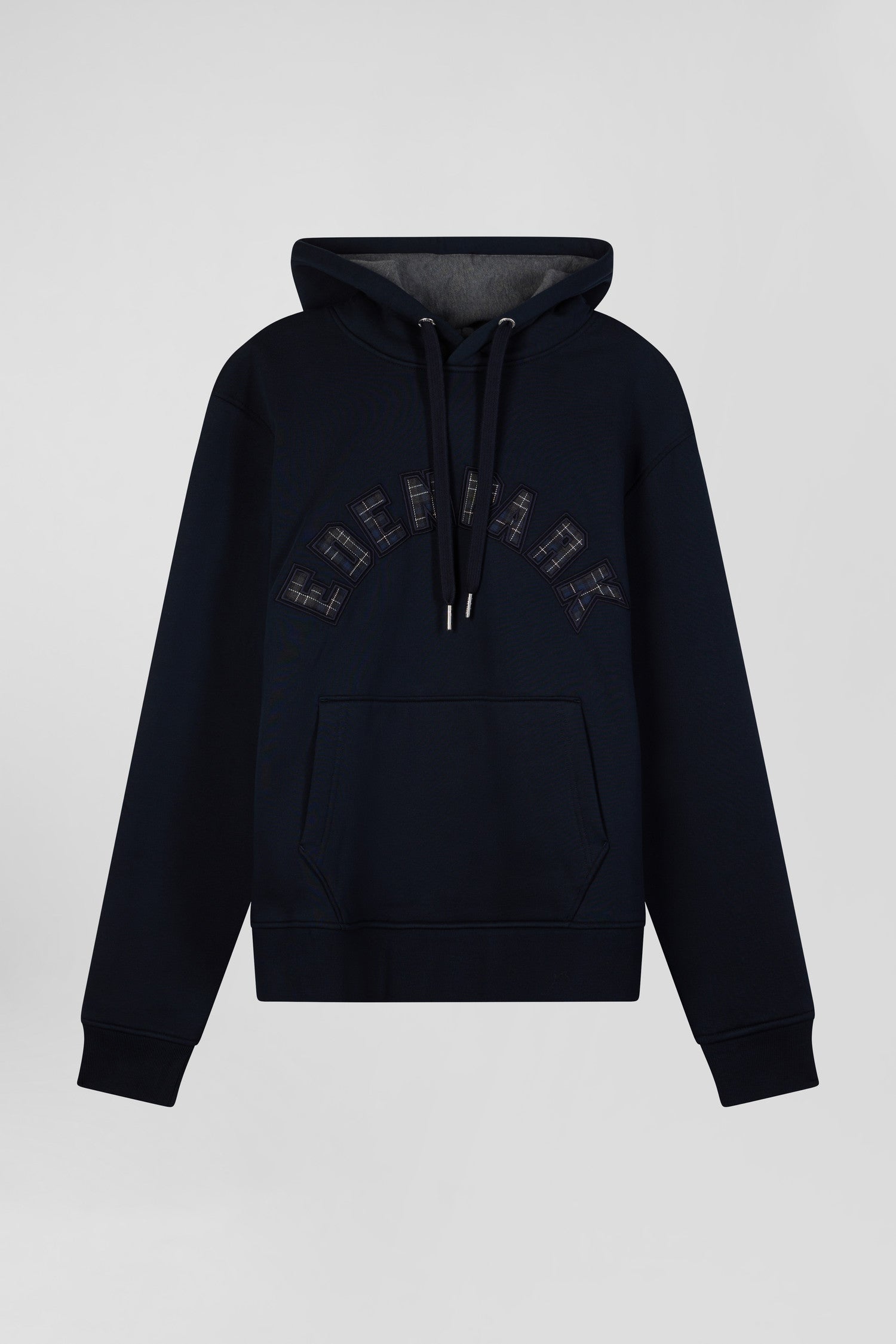 Relaxed navy blue cotton blend hoodie