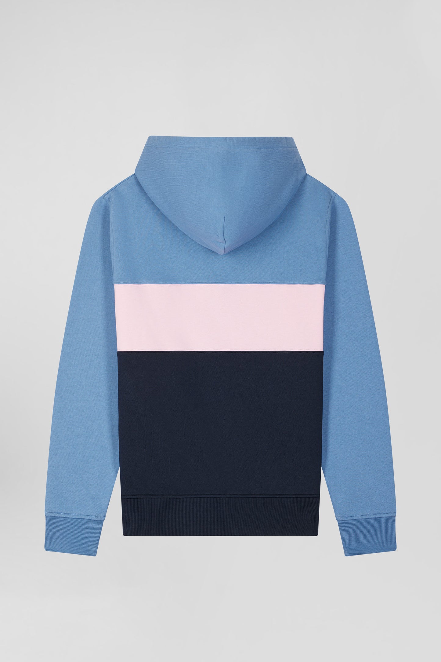 Sweatshirt à capuche zippé colorblock en coton bleu coupe Regular