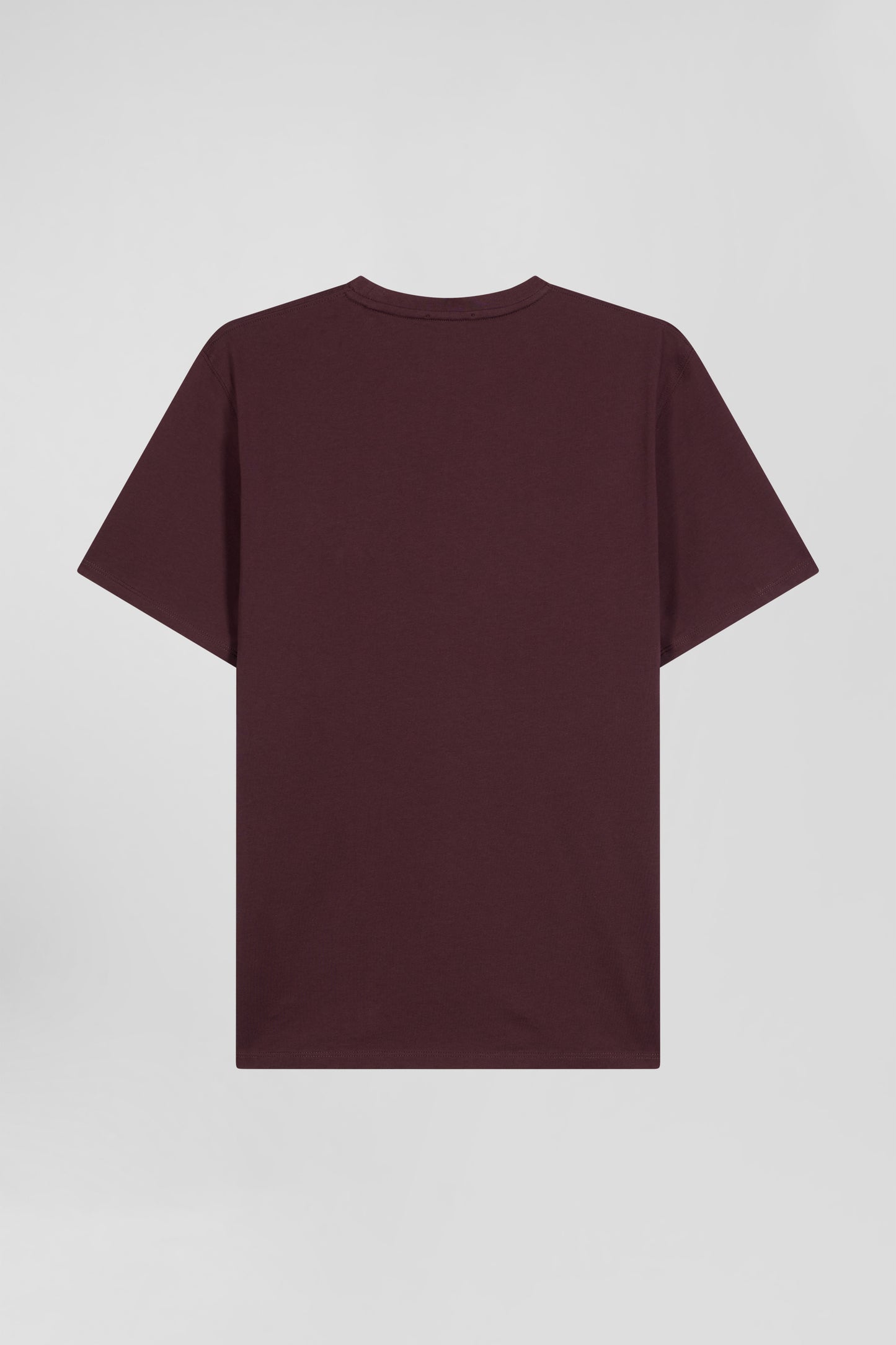 T-shirt manches courtes en coton Pima uni bordeaux coupe Regular