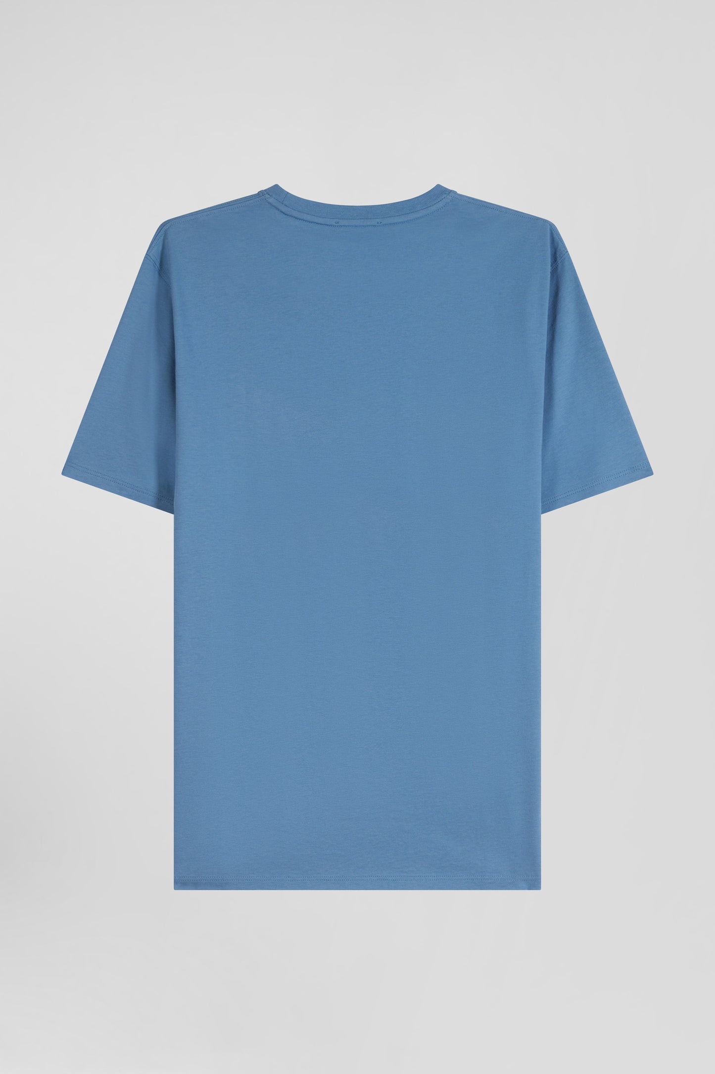 T-shirt manches courtes en coton Pima uni bleu coupe Regular