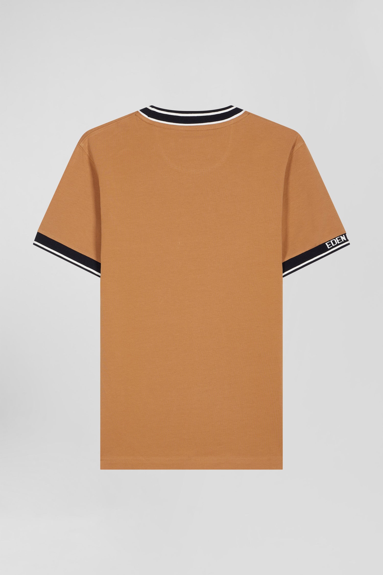 T-shirt manches courtes en coton camel coupe Slim bords-côtes Eden Park