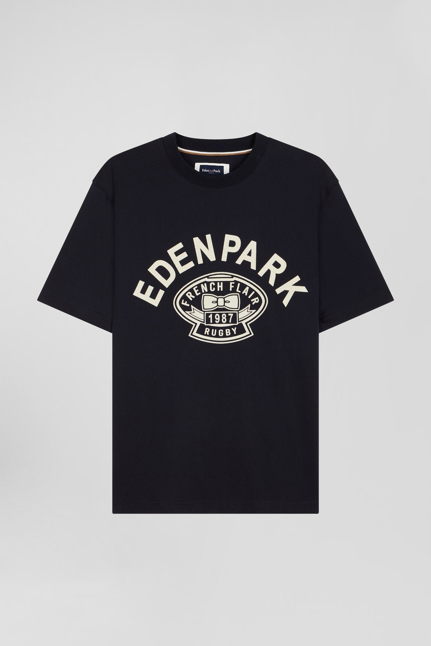 T shirt manches courtes bleu marine application Eden Park Rugby coupe