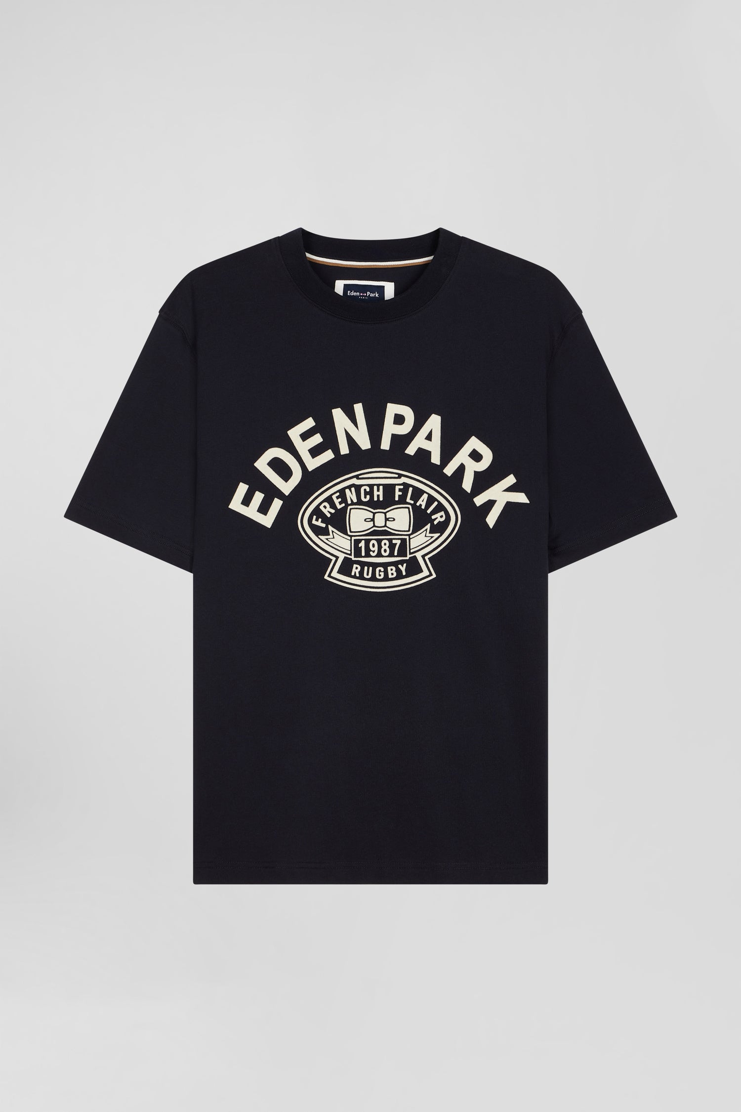 T-shirt manches courtes bleu marine application Eden Park Rugby coupe Oversized