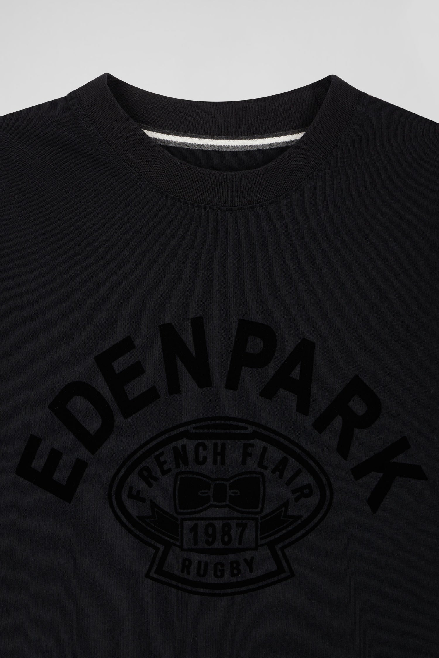 T-shirt manches courtes noir application Eden Park Rugby coupe Oversized