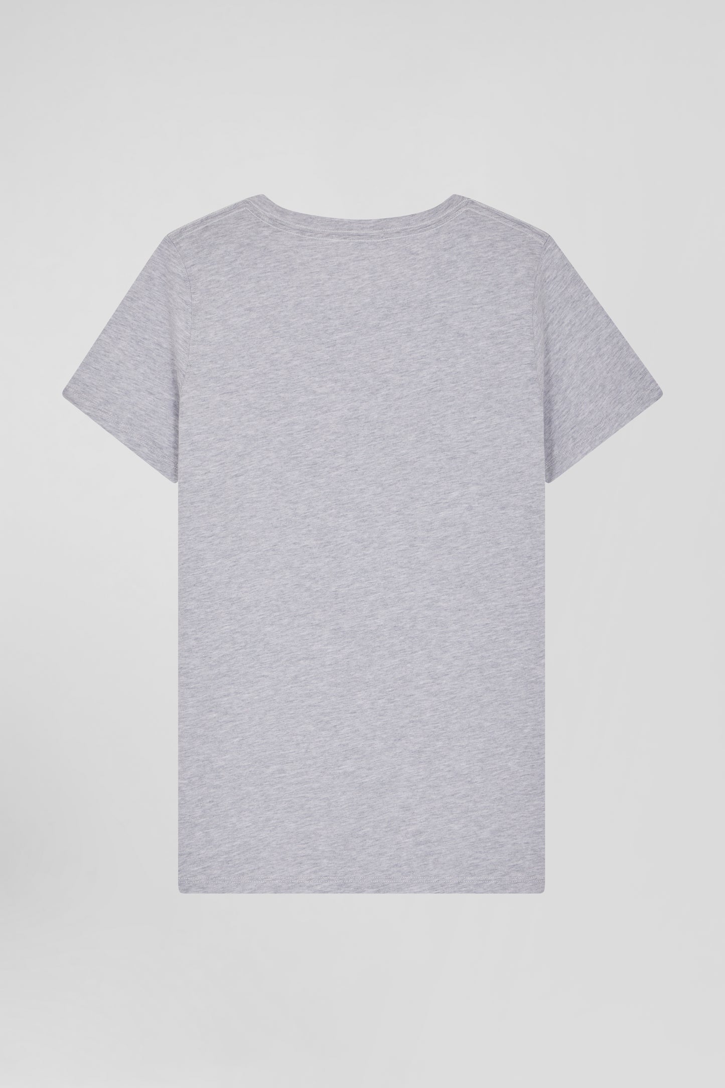 T-shirt femme manches courtes en coton gris coupe Regular