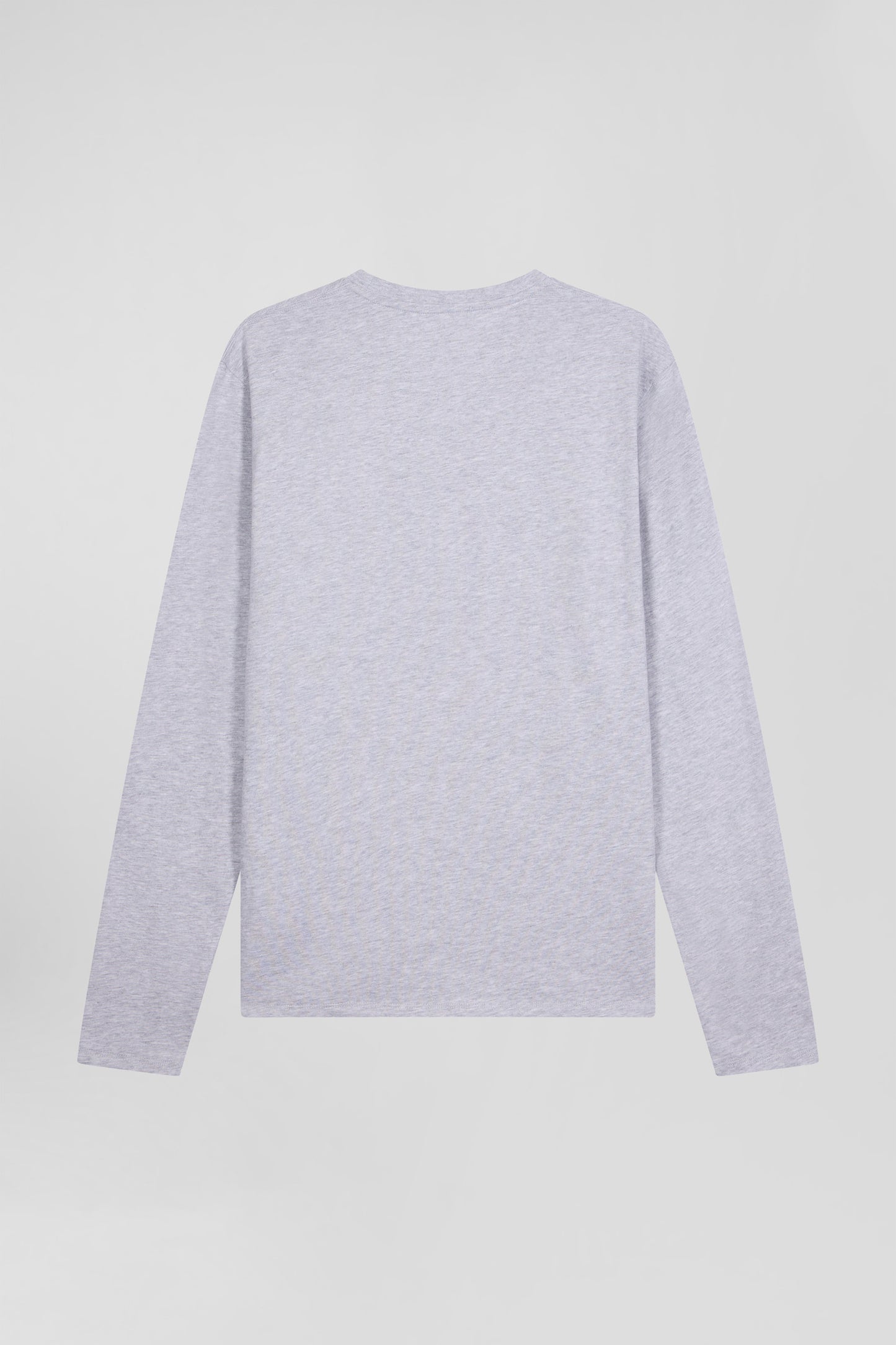 T-shirt manches longues uni en coton gris coupe Regular