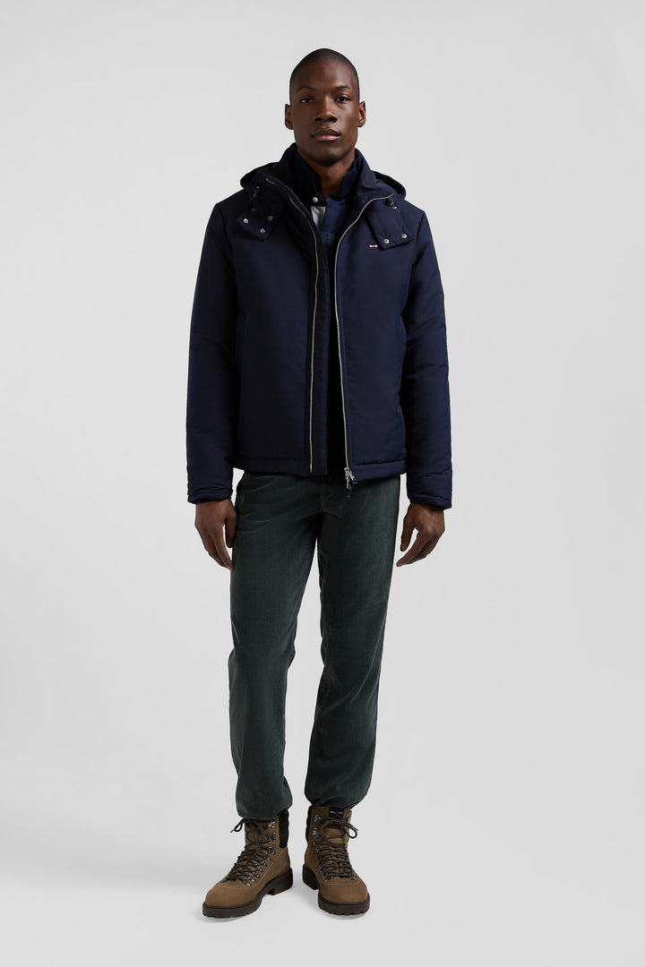 Blouson zippé à capuche bleu marine