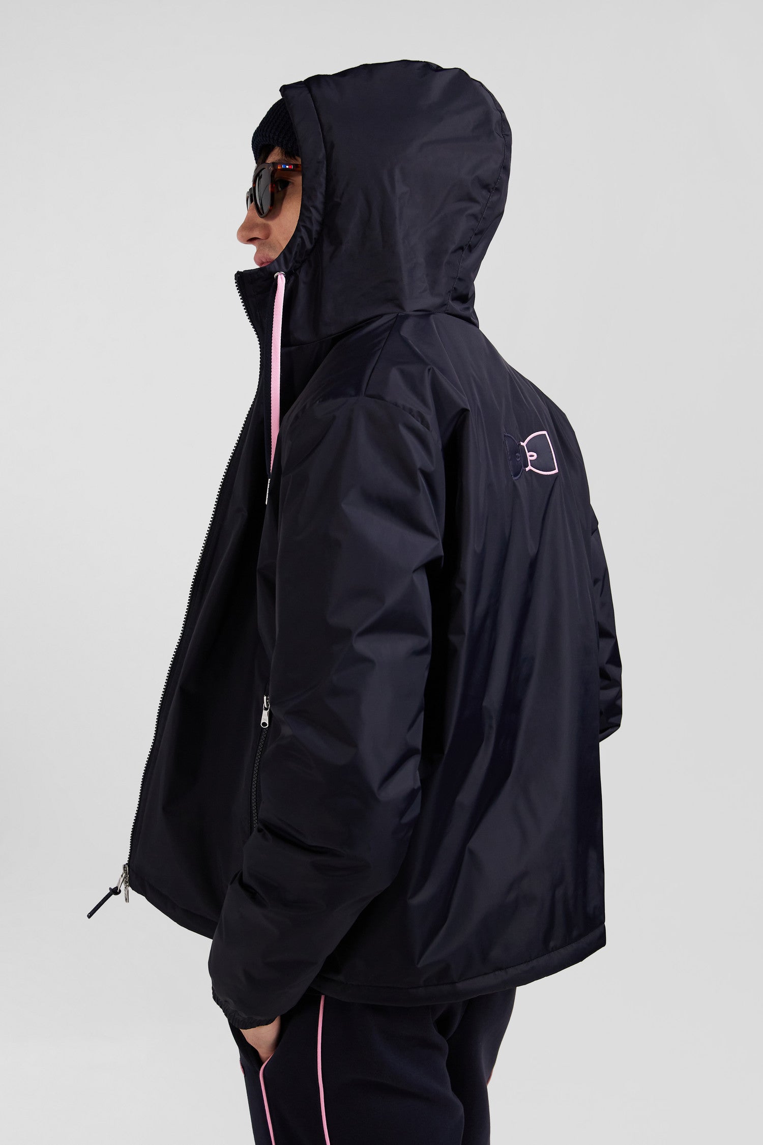 Blouson coupe vent a capuche bleu marine Eden Park