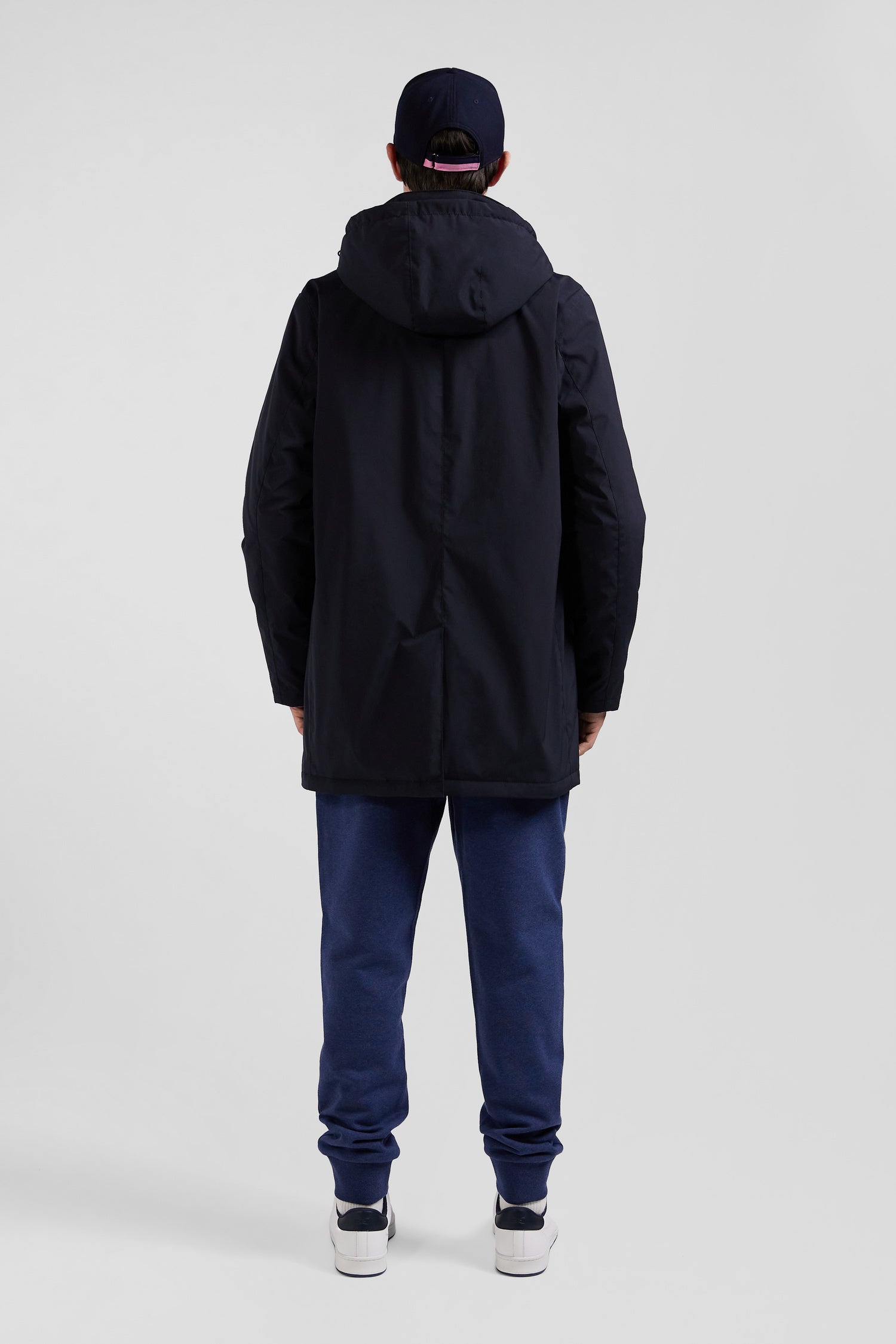 Imperméable en nylon à capuche bleu marine