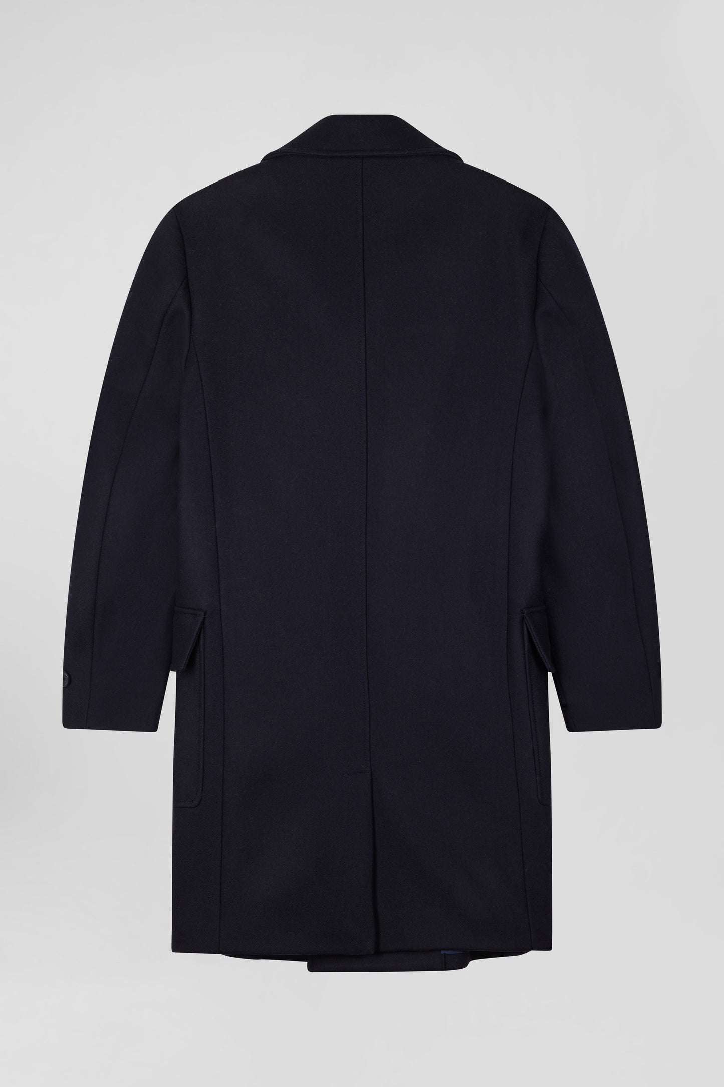 Manteau à double boutonnage en laine mélangée bleu marine