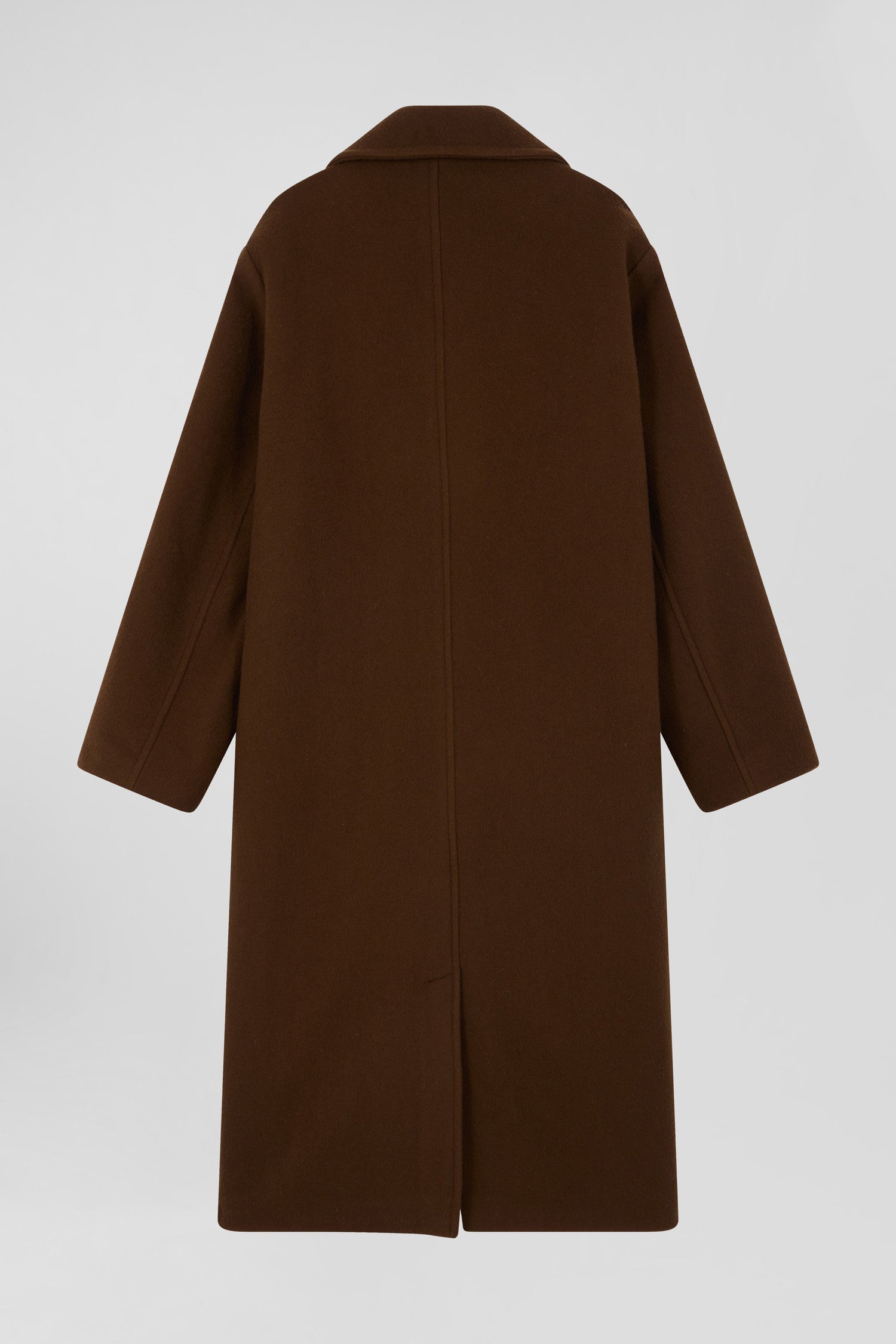 Manteau en drap de laine mélangée marron coupe Oversized