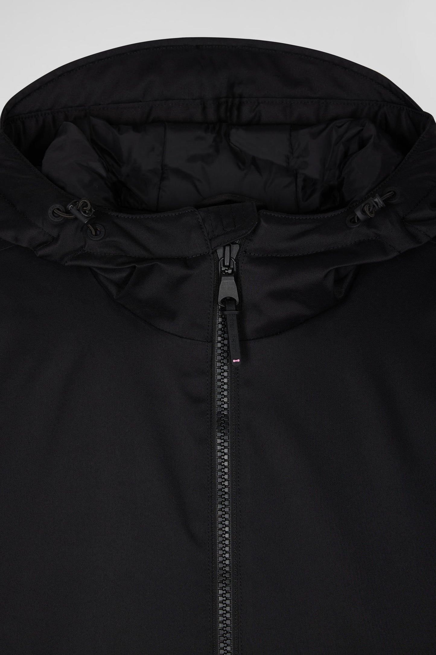 Parka longue à capuche en nylon noir