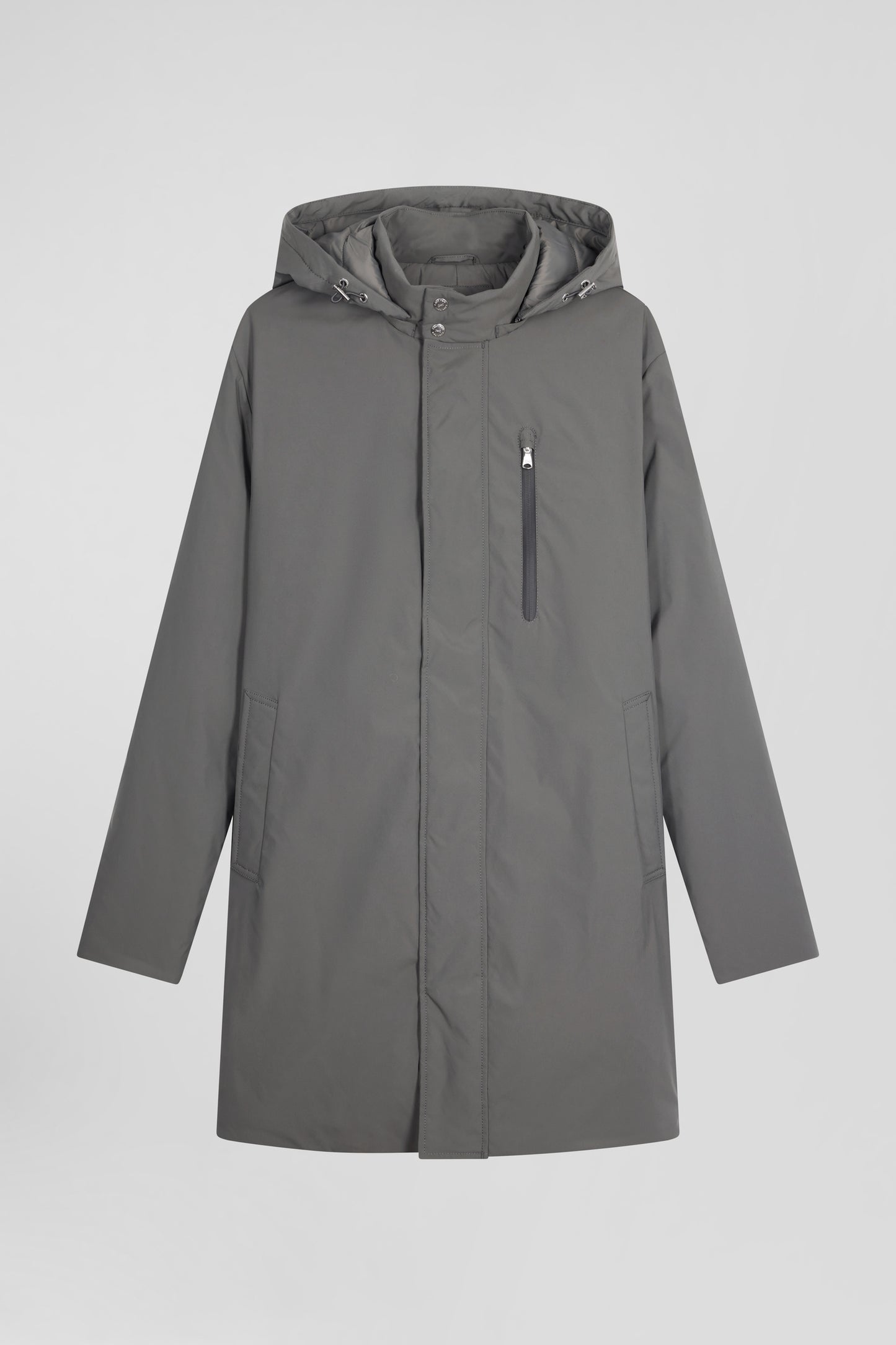 Grey hooded parka