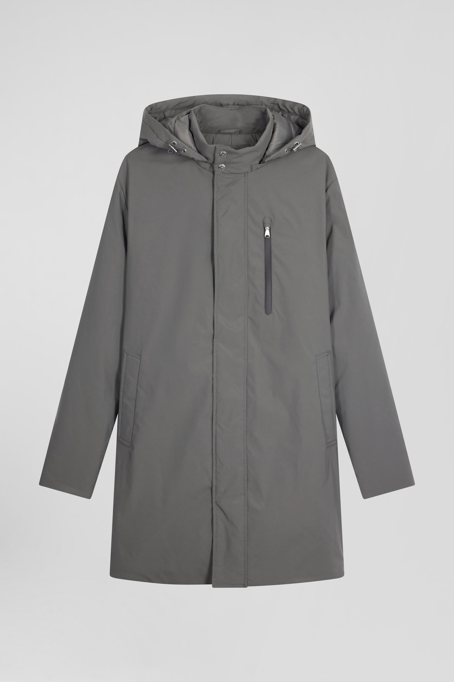 Grey hooded parka