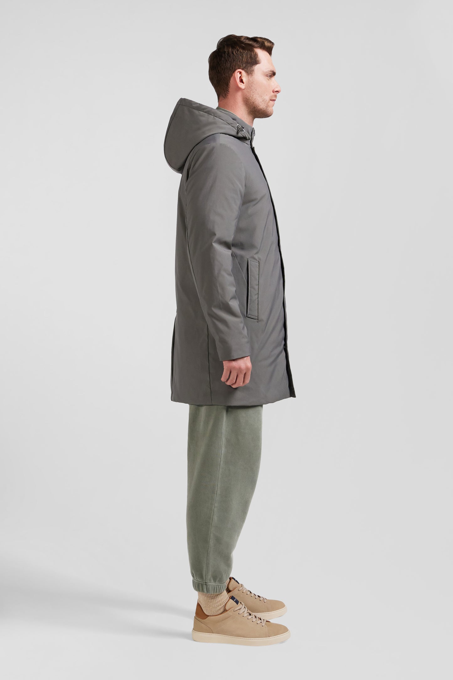 Grey hooded parka