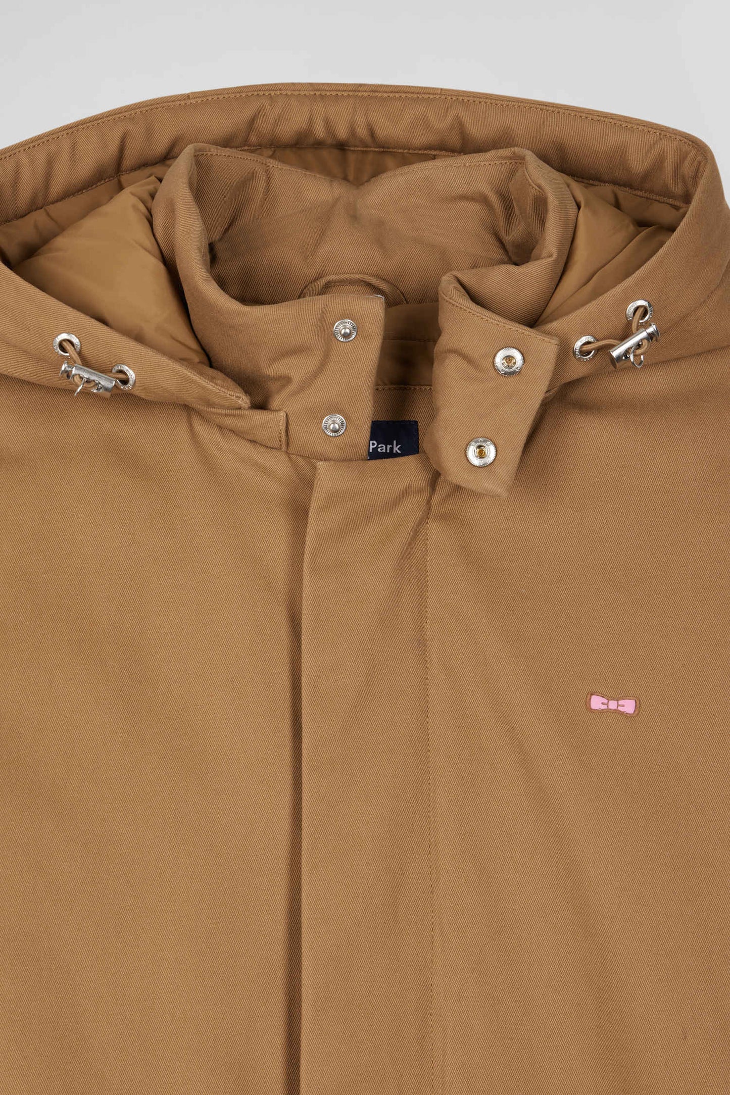 Parka à capuche en gabardine de coton camel