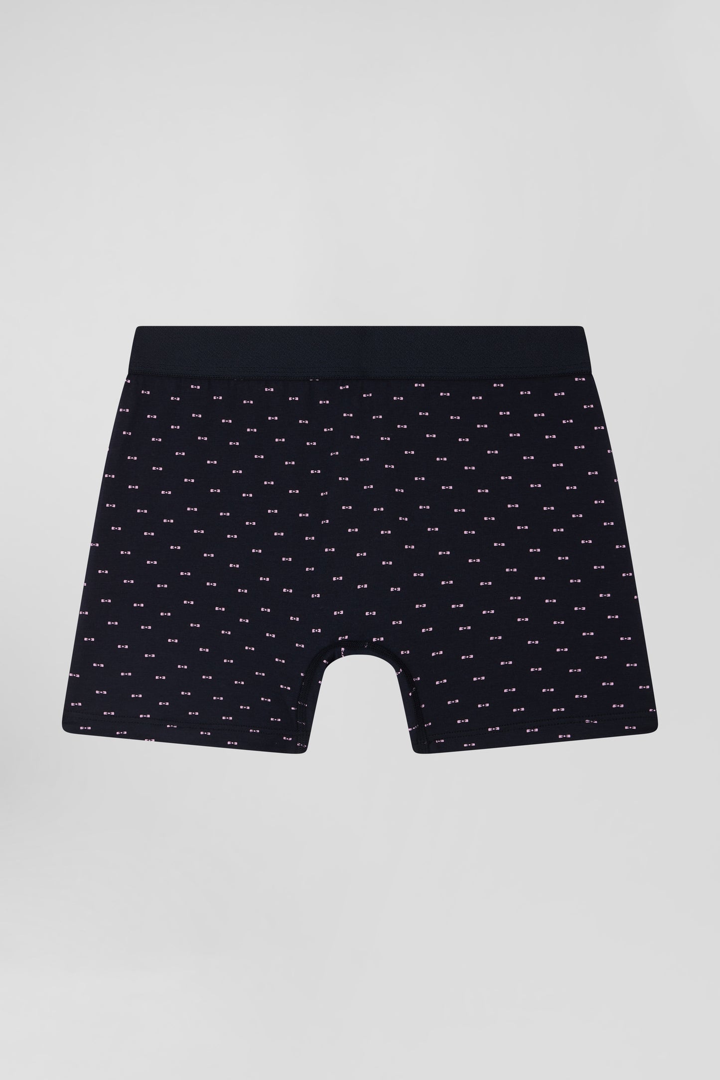 Boxer à micro motifs nœud papillon bleu marine et rose en coton stretch