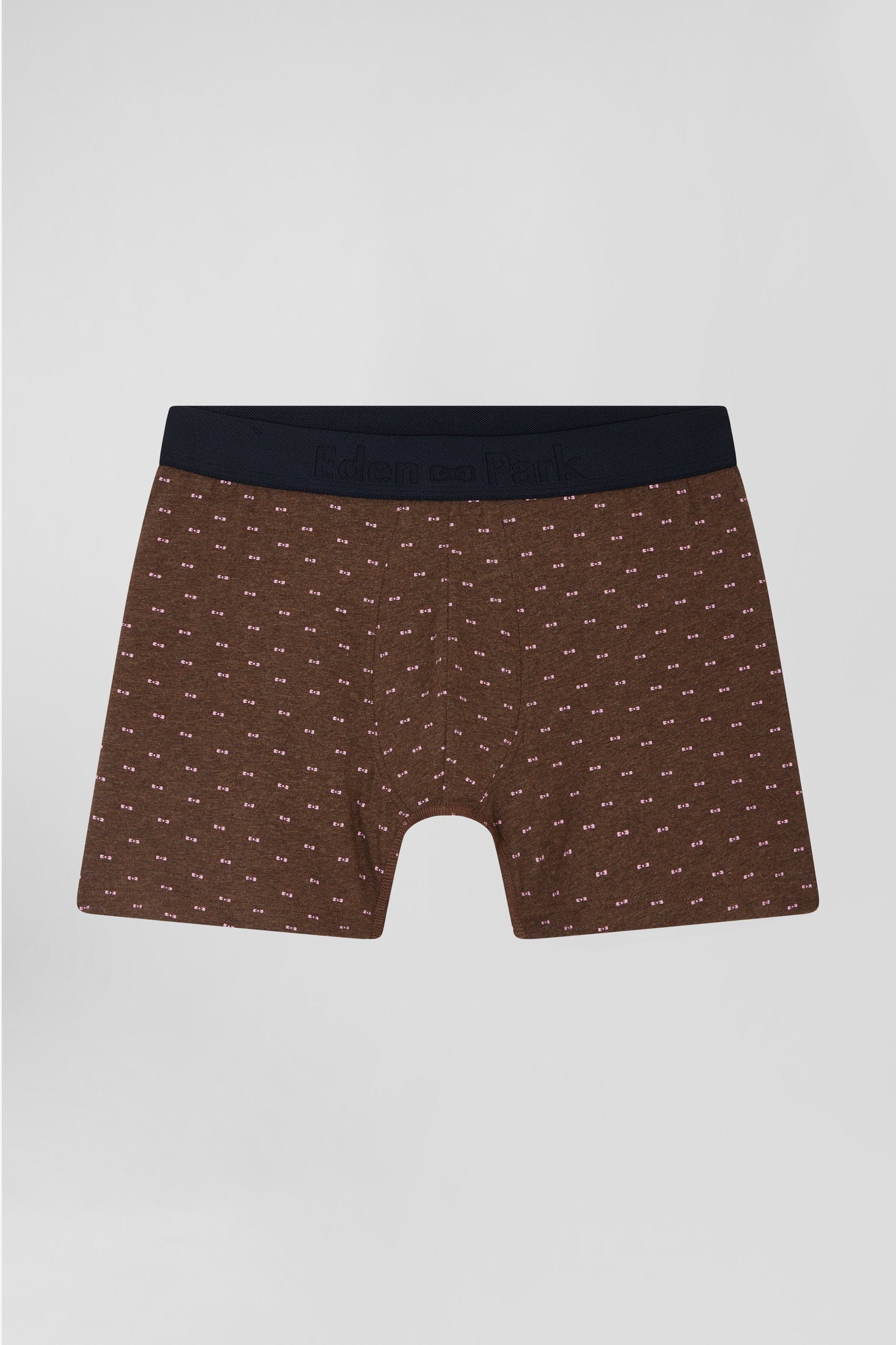 Boxer à micro motifs nœud papillon marron et rose en coton stretch