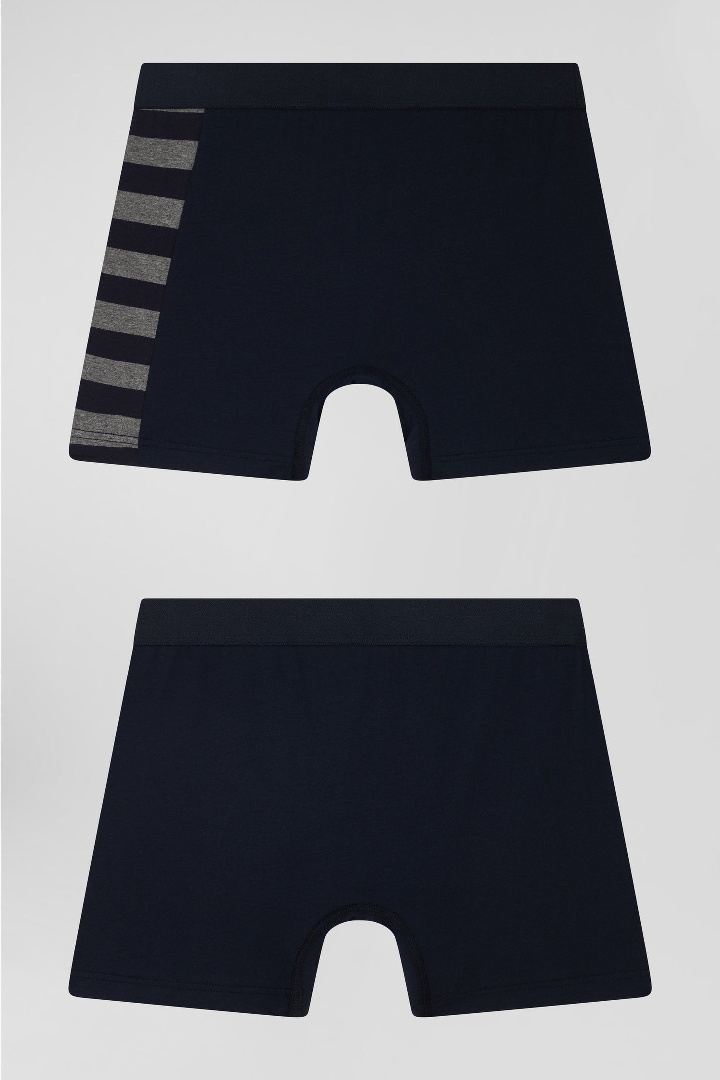 Lot de 2 boxers bleu marine détails cerclés gris en coton stretch