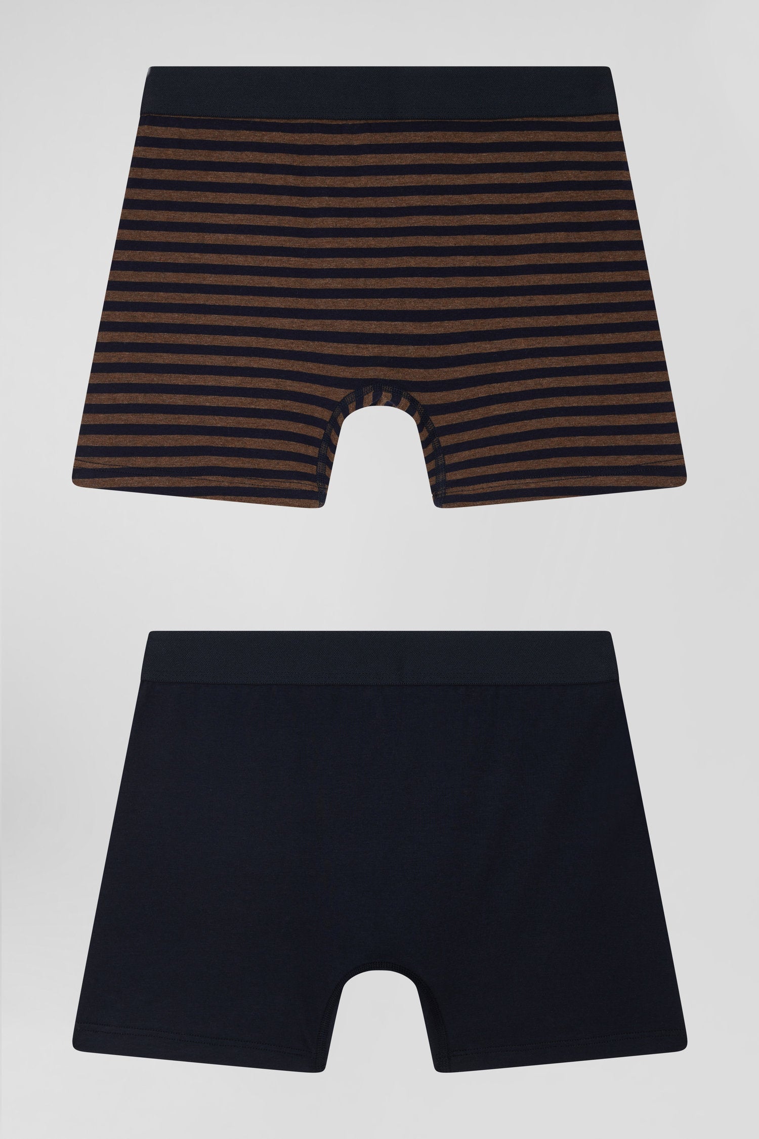 Set of 2 brown and striped stretch cotton boxers