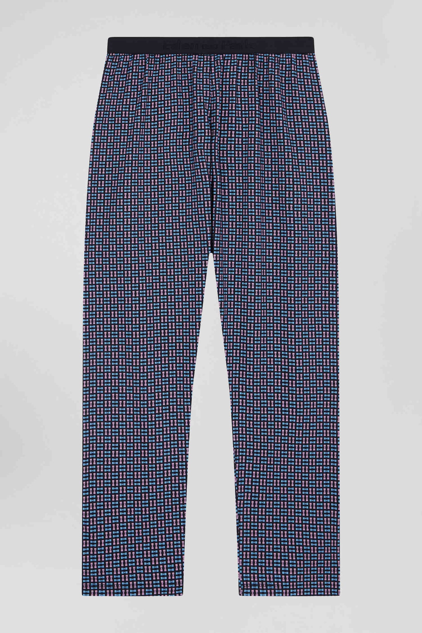 Pyjama long en coton marine pantalon à carreaux