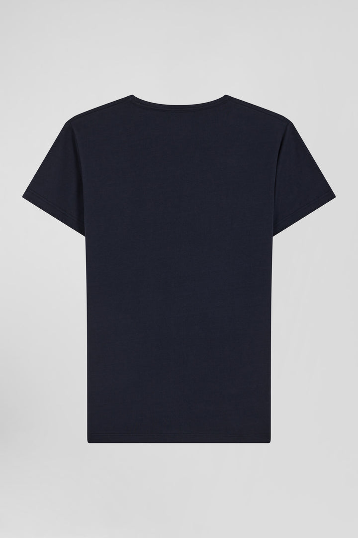 T-shirt en coton stretch bleu marine