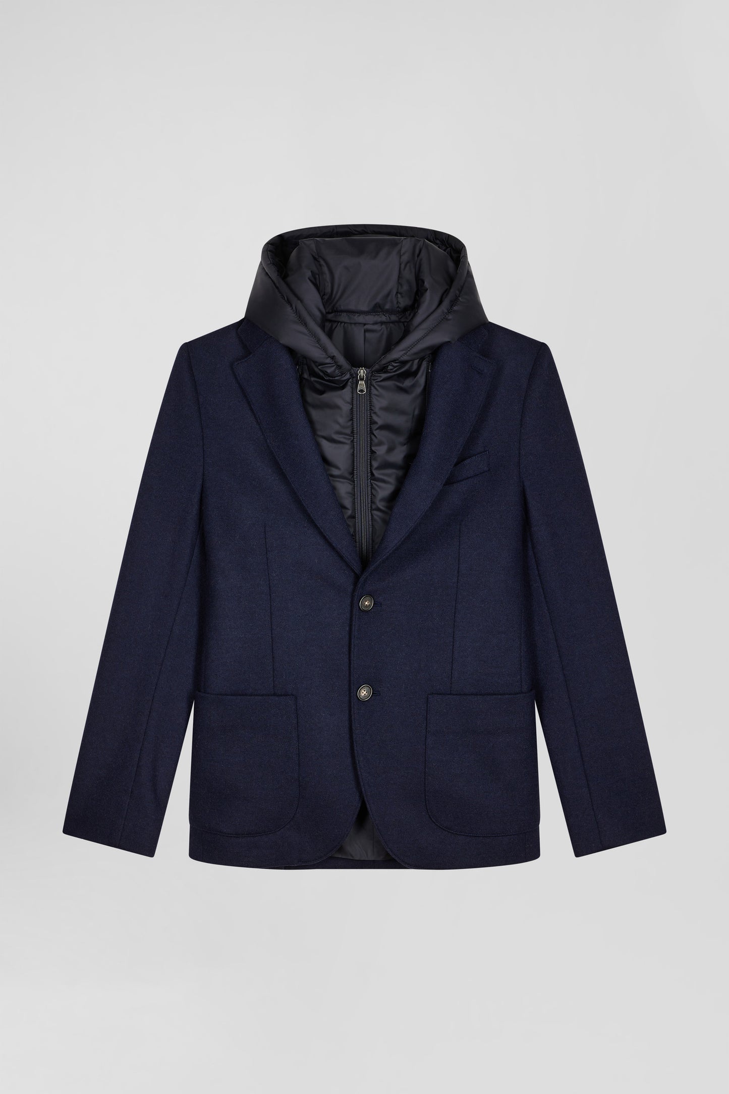 Veste blazer 2-en-1 en laine mélangée marine coupe Modern